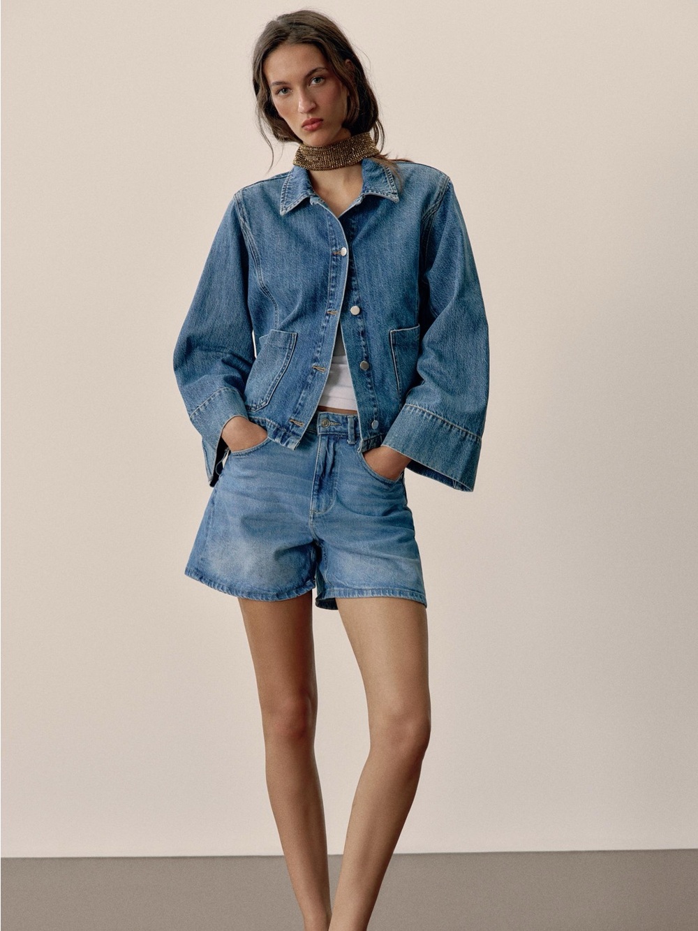 Zara Mom Fit Denim Shorts